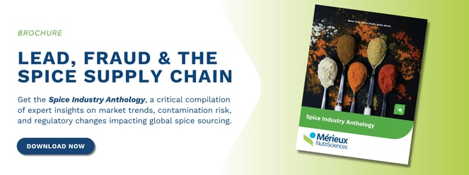 Download Mérieux NutriSciences Spice Industry Anthology on heavy metals and compliance.