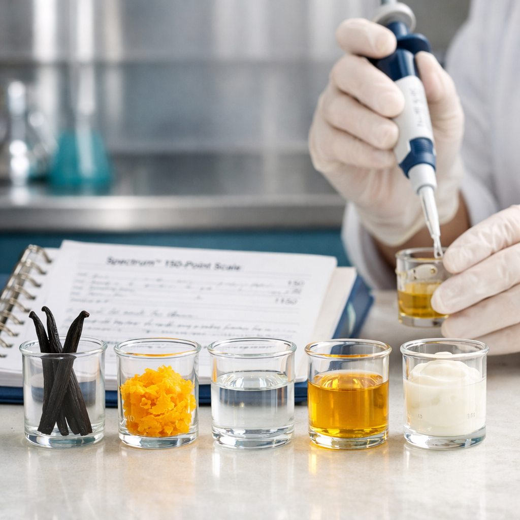 Mérieux NutriSciences expert panelist calibrating sensory reference standards for technical lexicon development.