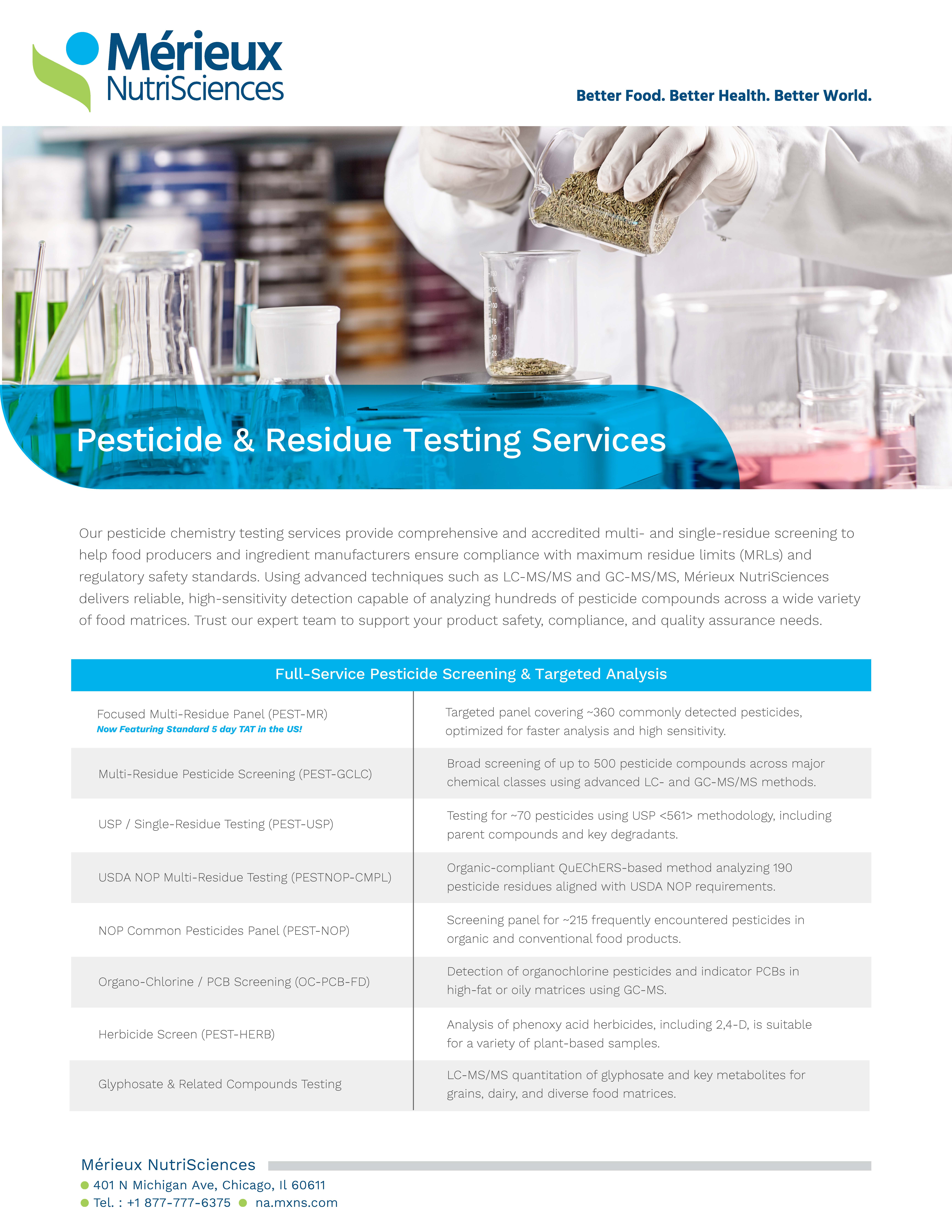 Chemistry Pesticide & Residue Testing Flyer