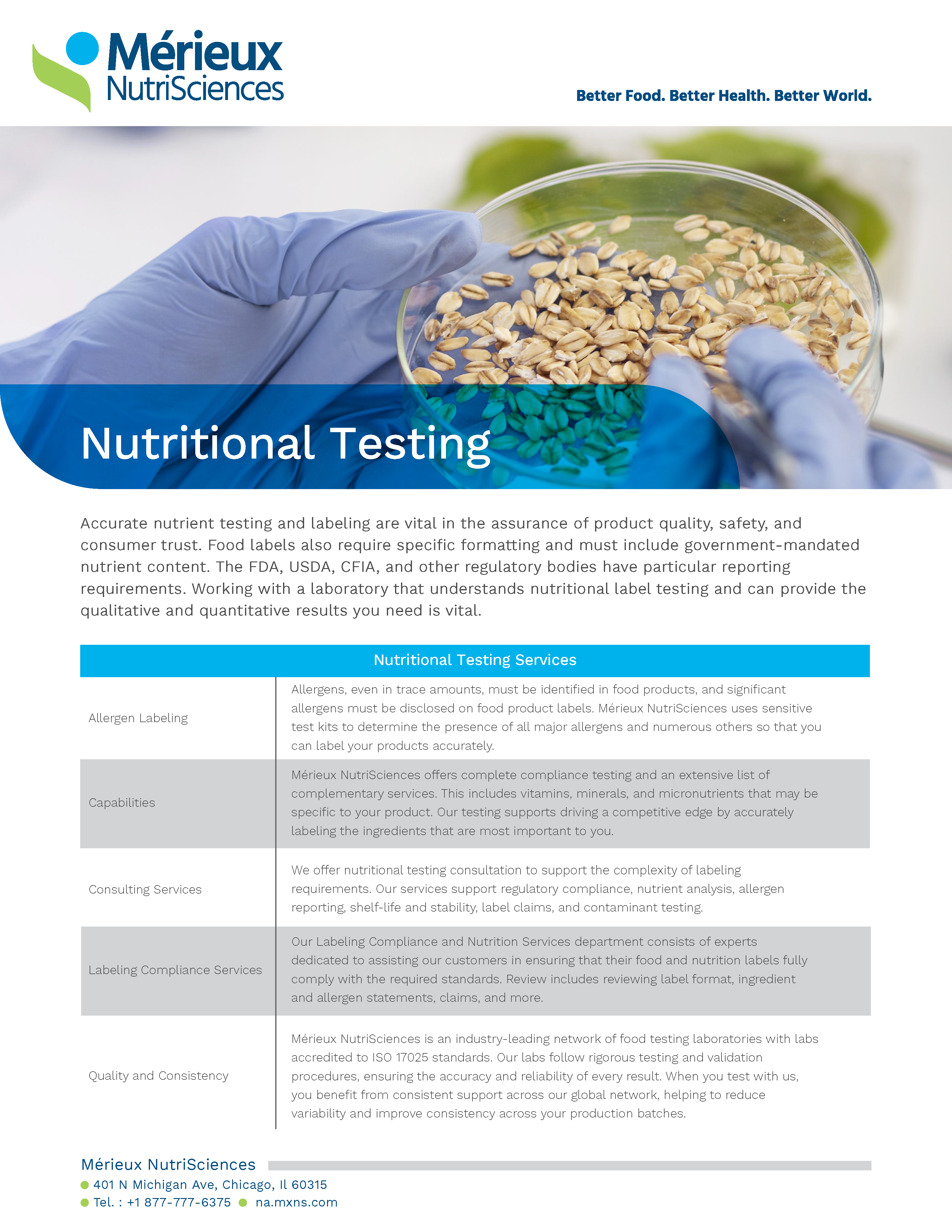 flyer-nutritional analytical chemistry testing