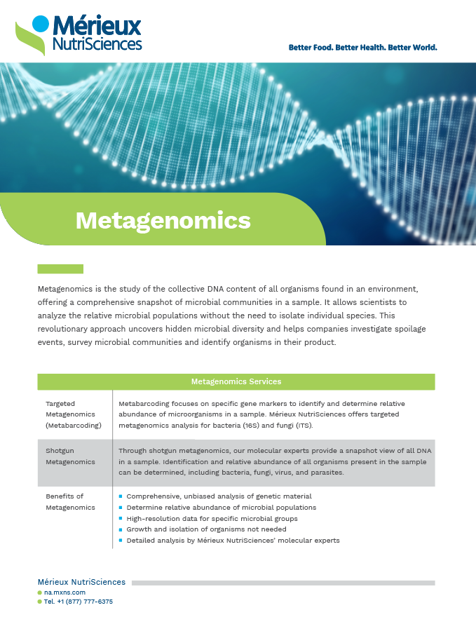 Mérieux NutriSciences (MxNS) NGS Metagenomics 